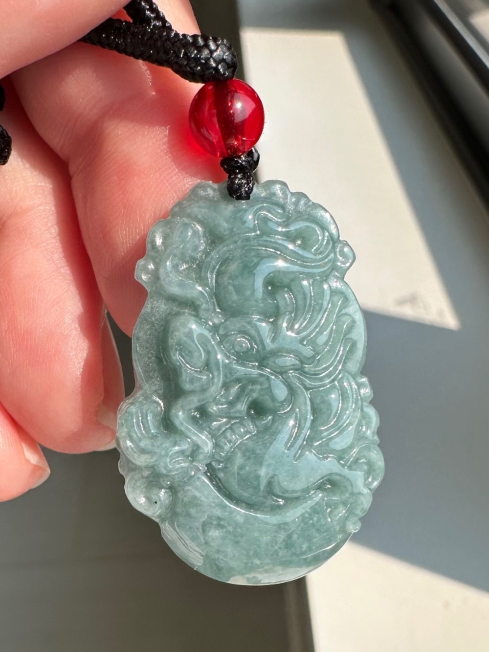 Certified Grade A Guatemalan Blue Water Jadeite Dragon Pendant – Untreated Gem